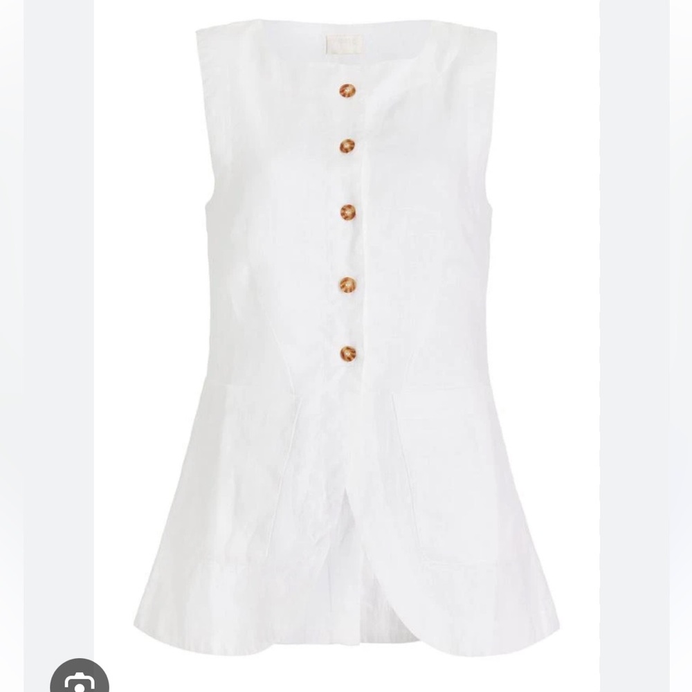 Posse White Emma Vest in Linen. Size L.